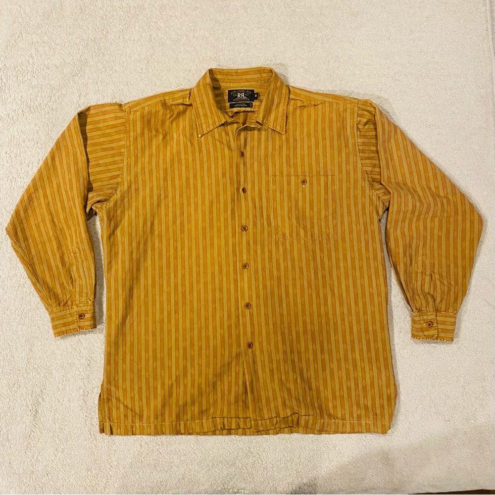 Ralph Lauren Double RL Brown Striped Button Shirt Men’s Size Medium